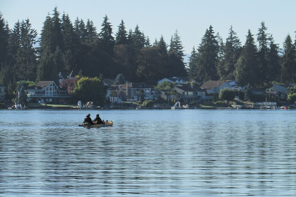 Paddle boat on Lake Tapps, Washington