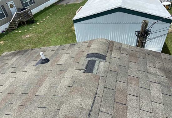 Missing shingles after a storm with strong winds