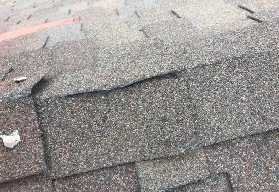 Cracked, worn down shingles