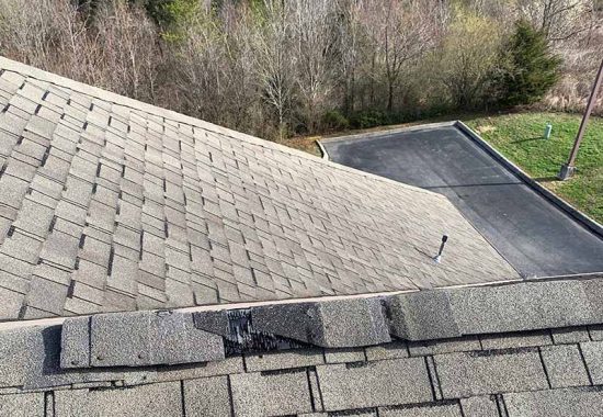 Damaged and split shingles